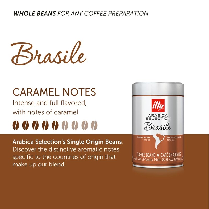 illy Coffee Beans, Luxury Arabica Coffee Beans Selection, Brazil, 250g