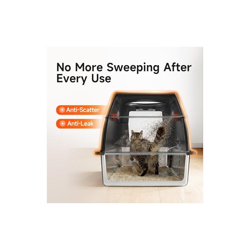 Extra Large Stainless Steel Litter Box with Lid, High Sided
