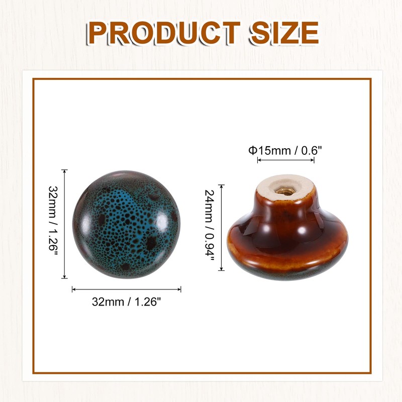 sourcing map Ceramic Cabinet Knobs, 15 Pcs Blue Round Shaped