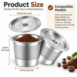 Reusable Coffee Pods for Ninja Coffee Makers – 2-Pack SUS304 Stainless Steel Filters for CFP101, PH051 & PB041 Brewing
