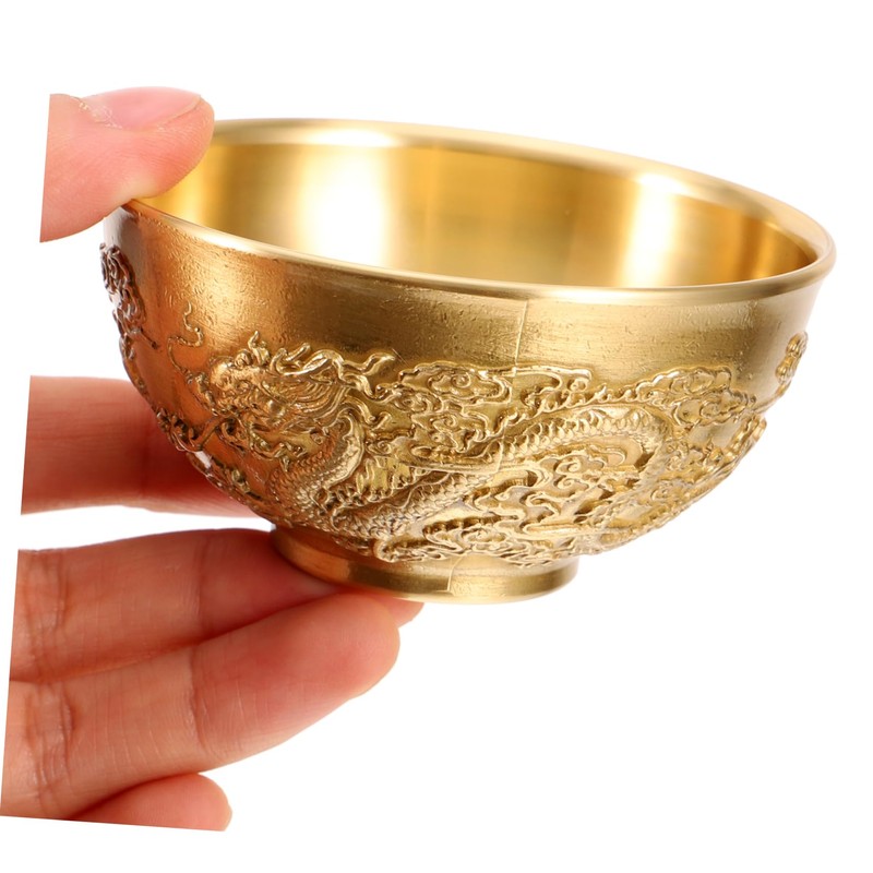 Levemolo Classic Chinese Bowl Brass Treasure Bowl Dragon Design Perfect