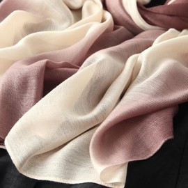 Lzylvta Cotton Silk Scarf Gradient Elegant Soft Scarf Wraps Shade Scarves for Women (Gradient - Beige)
