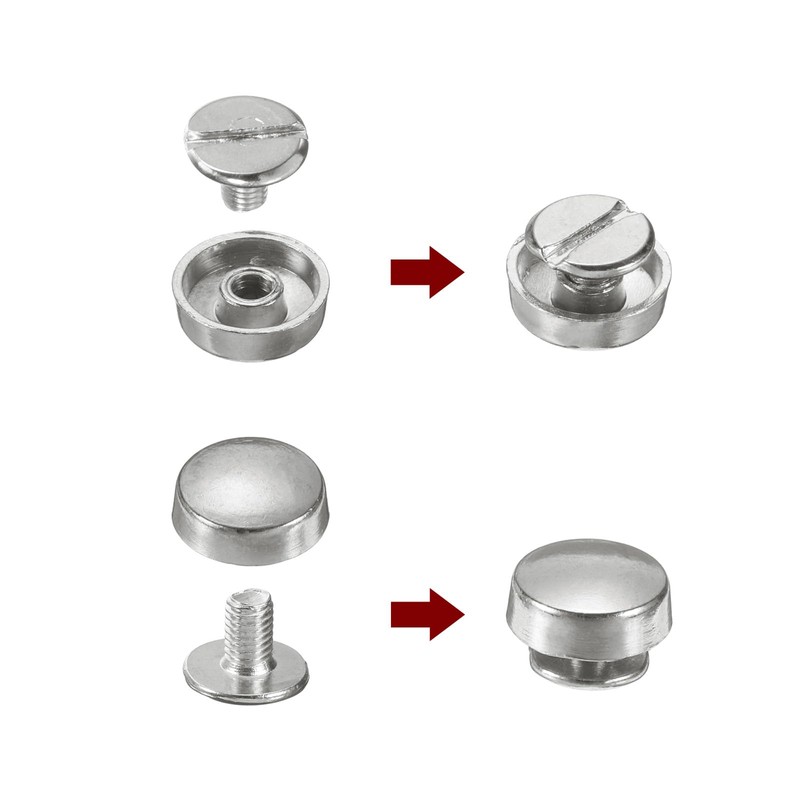 sourcing map 20set Flat Head Stud Spike 10mm Alloy Purse