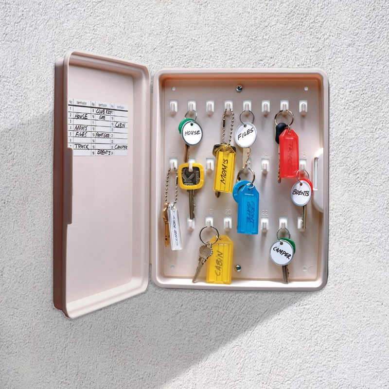 Lucky Line Key Organizer 24 Hook Cabinet, NON-LOCKING, Beige (61000)
