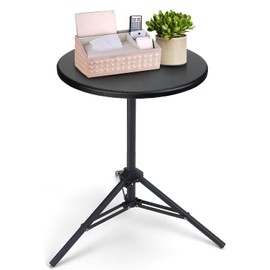 Small Round Side Table,Round Folding End Table,Adjustable Side Table, End Tables for Living Room,Bedroom,Small Side Table for Small Spaces,Small Accent Table 13.7 Inch (1, Black)