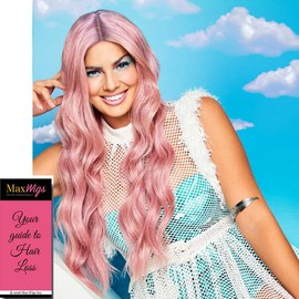 Hairdo & Maxwigs Lavender Frose Wig - Hairdo Wigs 22 inch Long Waves Pale Purple Pink Shades Tru2Life Heat Friendly Synthetic Lace Front Center Monofilament Womens Bundle MaxWigs Hairloss Booklet