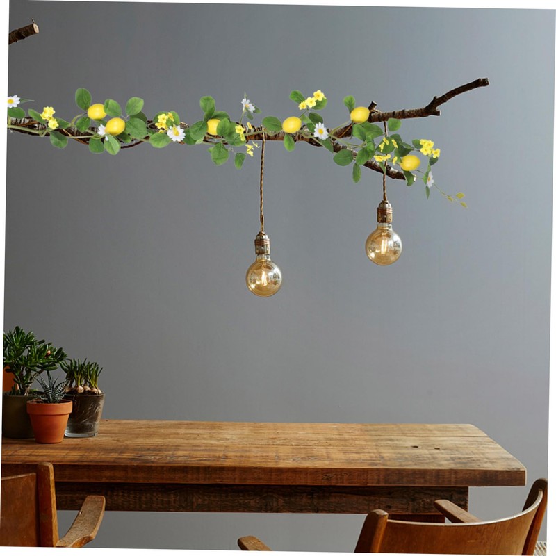 Zerodeko Realistic Lemon Rattan Garnish Lemon and Leaves Garland for