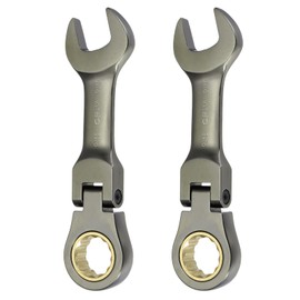 sourcing map 2pcs Flex Head Ratchet Wrench Spanner 9/16" SAE Ratcheting Combination Wrench 72-Teeth Chrome Vanadium Steel Ratchet Gear Spanner with 12 Point Box End for Auto Repairs