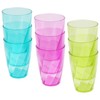 BELLE VOUS 9 Pack Plastic Coloured Cups - 400ml/13.5oz Reusable