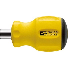 PB SWISS TOOLS 8452.10-10MESD 6.35 Plug Swiss Grip, ESD Compatible, Stubby Driver Handle for C6/E6 Bit Series, Total Length 2.6 inches (65 mm)