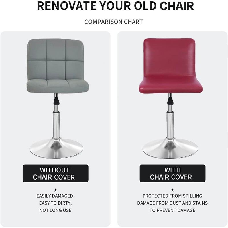 Deisy Dee Waterproof Bar Stool Chair Covers, PU Leather Barstools