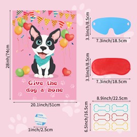 Hxezoc 48 Pieces Pin The Bone on The Dog Party Games Give The Dog A Bone Large Dog Games Poster for Kids Birthday Party Carnival Party Supplies