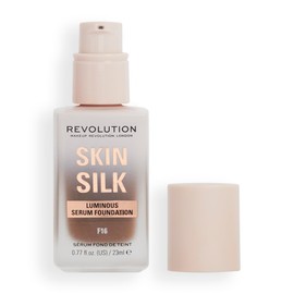 Revolution Beauty London, Skin Silk Serum Foundation, Light to Medium Coverage, Lightweight & Radiant Finish, Contains Hyaluronic Acid, F16 Deep Skin Tones, 0.77 fl oz