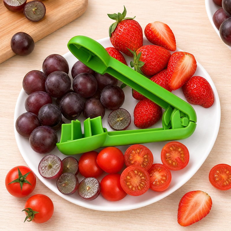 2Pcs Grape Cutter Tool,Kitchen Fruit Cutter Slicer Grape Strawberry Cherry