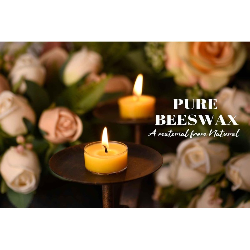 Natural Yellow Beeswax Tealight Candles - 12pcs - Organic Candle