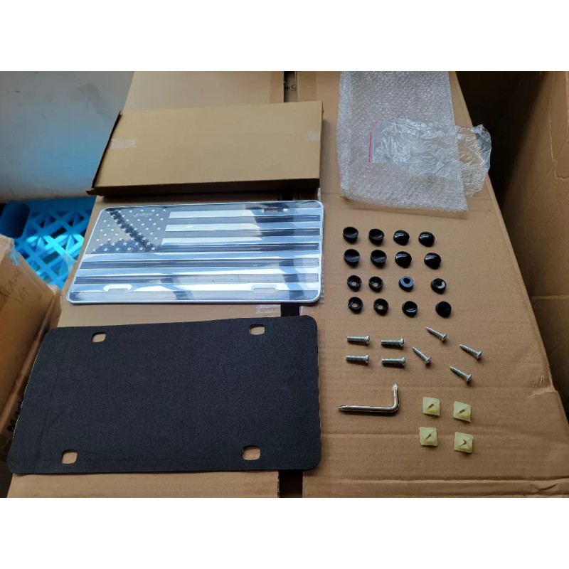 VEHITO American Flag License Plate, Black Front Flag License Plates