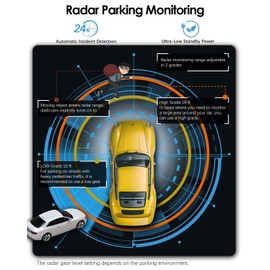 4 Channel 360 View Dash Cam Front and Rear Inside Camera for Cars, Millimeter Wave Radar 24H Parking Mode, Dual Band WiFi, GPS, Night Vision, 3.18 Inch Screen, 170 Wide Angle, WDR, Included 128G Card