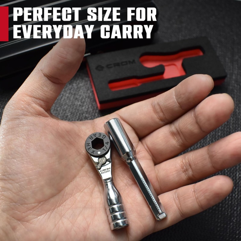 CROM 1/4-inch Mini Ratchet Wrench - Use As 1/4 Bit