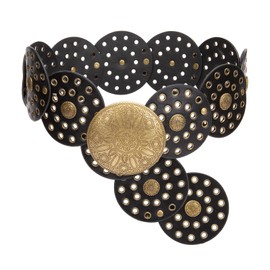 Tc&Zxf Women's Western Leather Belt - Vintage Floral Embossed Cowgirl Belt with Silver Buckle for Jeans, Dresses & Country Style Outfits