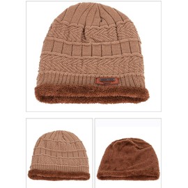 Daysskk Knitted Hat and Scarf Set for Men and Women Winter Hat with Fleece Lining Warm Winter Hat for Men and Women, black