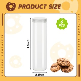 6 Pieces Round Cracker Containers Saltine Cracker Sleeve Storage Container Plastic Cracker Keeper with Lid Airtight Spaghetti Container Clear Cylinder Cookie Holder for Food Pantry Cereal Chips