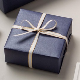 Homeral Pearl Luster Wrapping Paper Roll-46.8 sq.ft.(17in X 32.8ft) Shimeer Navy Blue Solid Color Reversible Paper for Christmas, Birthday, Baby Shower, Bridal Shower, Party, Hanukkah