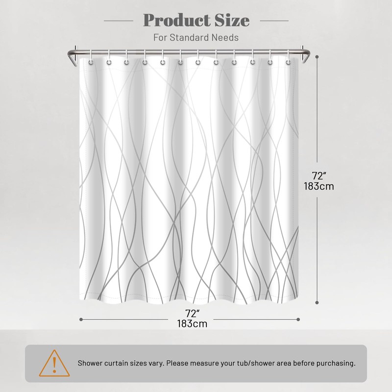 Punkray Ombre Grey Shower Curtain for Bathroom with Hooks Shower