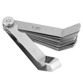 Offset Feeler Gauge Stainless Steel 16-Piece Blade Feeler Gauge 0.05-1.00 mm Bent Feeler Gauge Curved Feeler Gauge Ruler for Measuring Gap Width