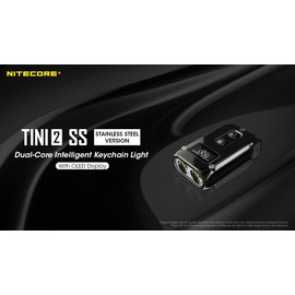 Nitecore TINI-2 SS Stainless Steel Dual-Core Rechargeable LED Keychain Light - 500 Lumens w/FREE Eco Sensa Type C USB Cable