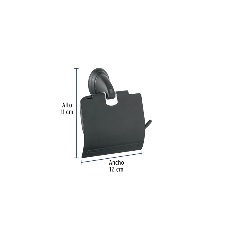 Foset Aqua AQA-82M, Portarrollo metálico Acabado Negro Sistema de Montaje