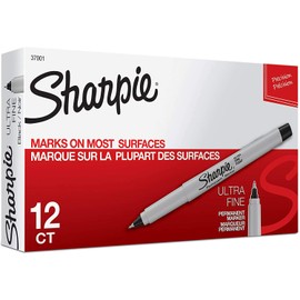 Sharpie Permanent Markers, Ultra Fine Point, Black, 12-Count