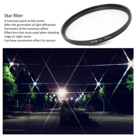 77mm Star Lens Filter, Optical Glass Star Effect Filter with Waterproof and Oil‑Proof Coating for 77mm SLR Camera