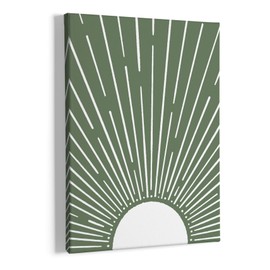 HIWX Boho Sun Framed Canvas Pictures, Boho Wall Art, Sunrise Wall Art Decoration For Bathroom Office Room Bedroom 11x14 (Green)