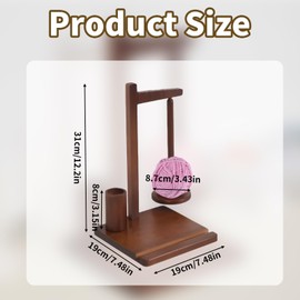 Yarn Holder Magnetic Wooden Wool Yarn Holder Crochet Yarn Spinner Large Wool Holder Magnetic Yarn Ball Holder Stand with Crochet Cup & Phone Stand, for Crochet Lovers Crocheting & Knitting (Retro)