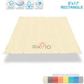 Patio Paradise 8' x 17' Sun Shade Sail Straight Edge, Rectangle Shade Canopy 240GSM Shade Cloth with Grommets Pergola Cover Replacement for Outdoor Backyard Garden, Customize, Beige