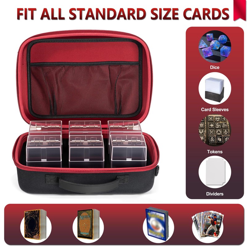 Trading Card Storage Box with Portable Carrying Case, 6 Clear