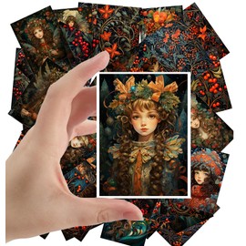 Large Stickers 24 pcs (2.5"x3.5" Each) Colourful Paintings of Festive People Dressed for The Christmas Vintage Postcards Retro Greeting Card Book Illustration Reprint
