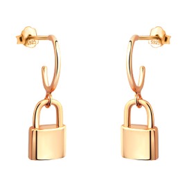 SOFIA MILANI - Women's Earrings 925 Silver - Lock Stud Earrings, Rose Gold, No Gemstone