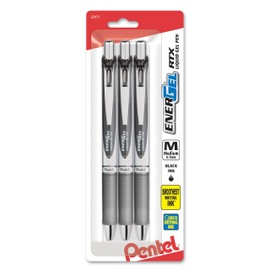 Pentel Pentel® Energel® Deluxe RTX Gel Pens, Medium Point, 0.7 mm, Assorted Barrels, Black Ink, Pack Of 3
