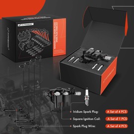A-Premium 1 Ignition Coils with 4 Spark Plug Wires & 4 Iridium Spark Plugs Compatible with Hyundai Elantra 03-06, Tiburon 03-08, Tucson 05-09 & Kia Sportage 05-07, Spectra 05-09, Spectra5 05-09, 2.0L
