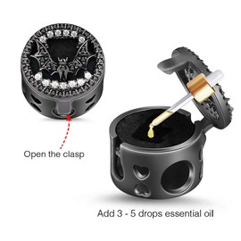 GNOCE Black Bat Bead Charm Sterling Silver Essential Oil Diffuser Dancing with Danger Dangle Charm fit for Bracelet/Necklace Jewelry Gift for Wife Girlfriend Christmas New Year