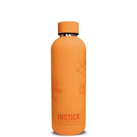 INSTICK Carrot Insulated Flask, 500 ml, Stainless Steel Water Bottle with Floral Motif, Leak-proof for Hot & Cold Drinks, Ideal for Outdoor, Sports and Travel