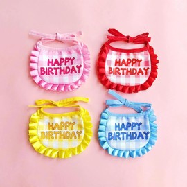 Adopet Pet Party Hat & Bandana Set – Charming Costume with Ruffled Bib and Number Patches – Cute Outfit for Cats and Small Dogs on Their Special Day (Yellow)