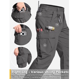 CARWORNIC Men's Stretch Work Pants Water-Resistant Flex Ripstop Tactical Cargo Pants Lightweight Cotton Carpenter Construction Utility Pants Regular Fit Outdoor Hiking Trousers with Tool Pockets