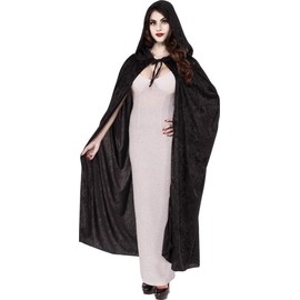 Rubie's Costume CO. Women's Full Length Crushed Velvet Hooded Cape, Black, One Size