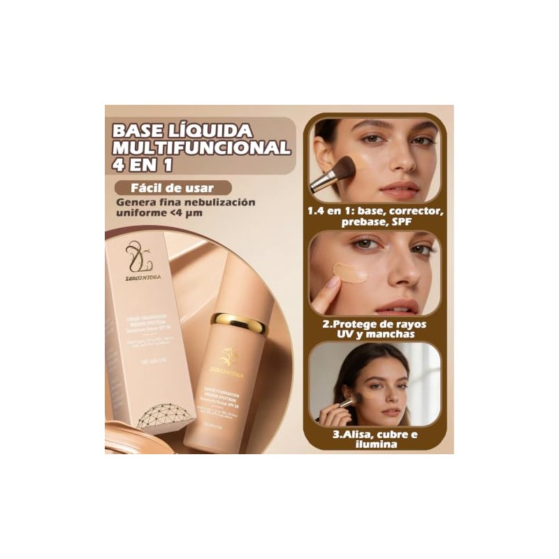 3Pcs Biomimic Foundation 4 en 1,base de maquillaje alta cobertura,SPF