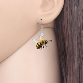 TIZURO Acrylic Cute Bumble Bee Earrings Spring Summer Bug Insects Design Trendy Dangle Jewelry For Women Wasp Lovers Gifts (Gold)