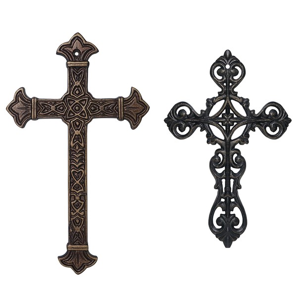 DreamsEden Metal Christian Wall Cross Set of 2, Decorative Holy