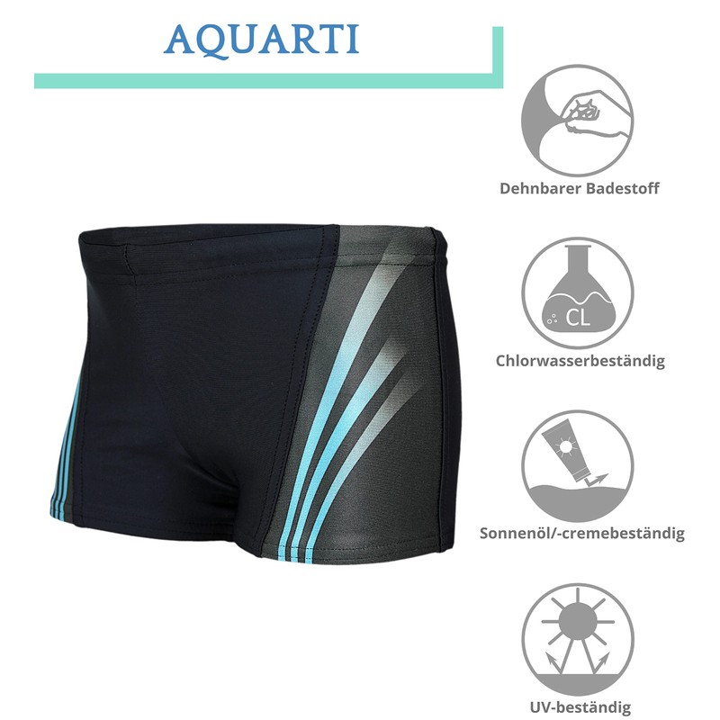 Aquarti Boys' Swimming Trunks with Contrasting, 16101 Black/Blue