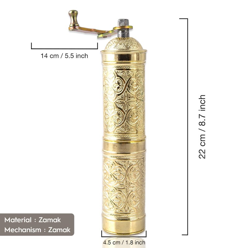 Glios Handmade Turkish Pepper & Coffee Grinder, Refillable Turkish Spice